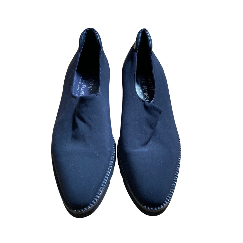 Donald J Pliner Sport Darsi Black Stretch Fabric Sawtooth Platform Loafers 8.5M